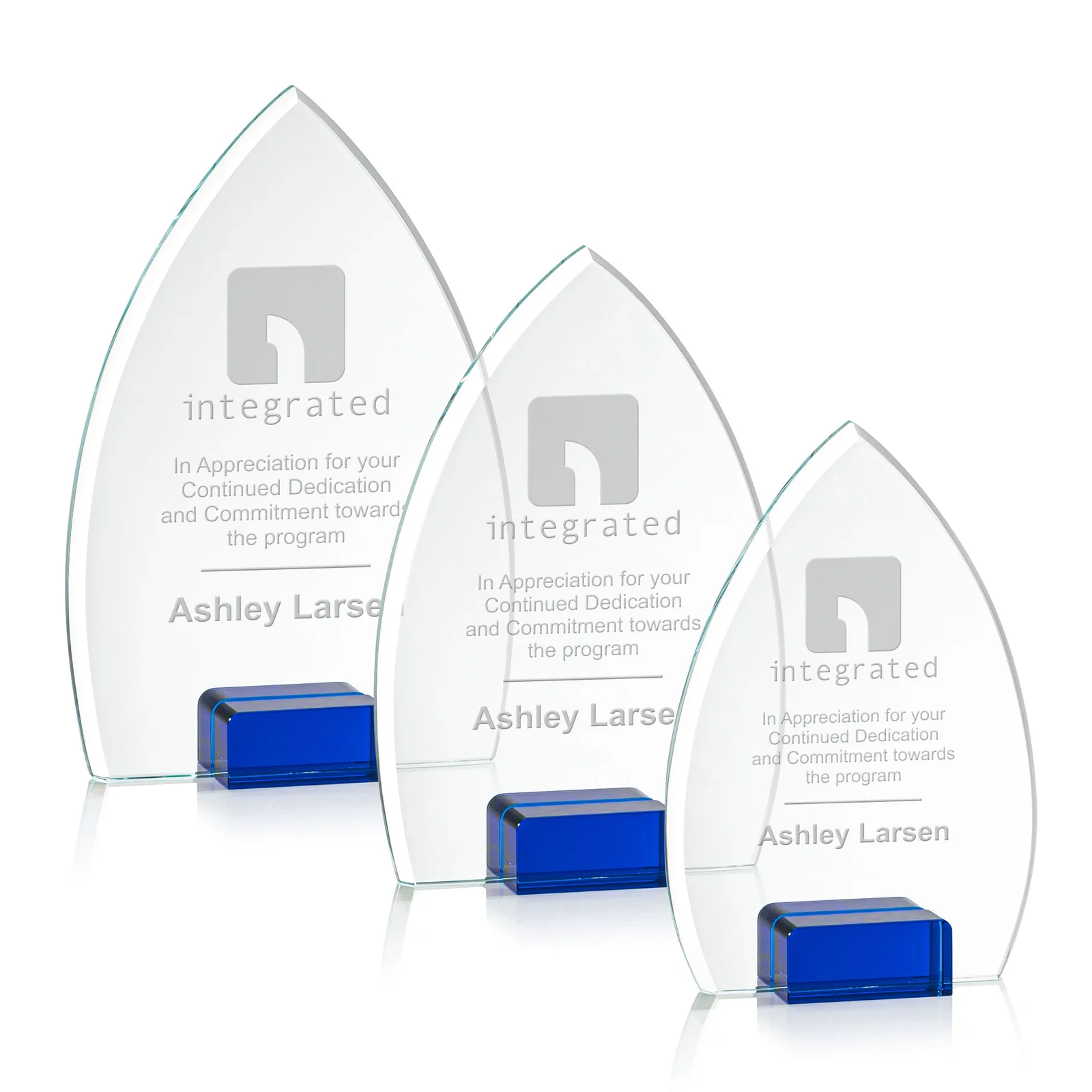 Custom Starfire Crystal Award With Curved Peak Between Color Blocks, awards for employee recognition