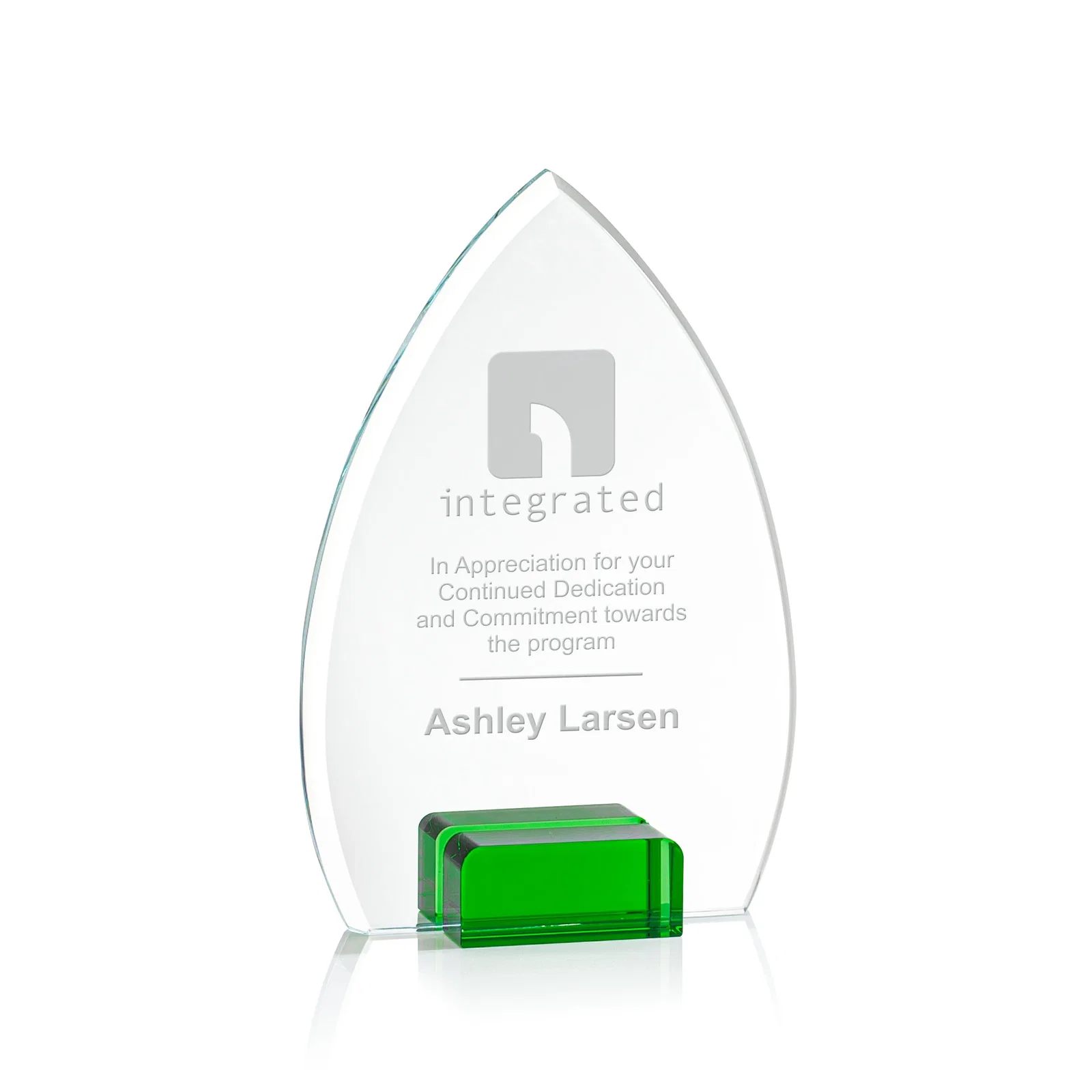 Custom Starfire Crystal Award With Curved Peak Between Color Blocks, awards for volunteer appreciation