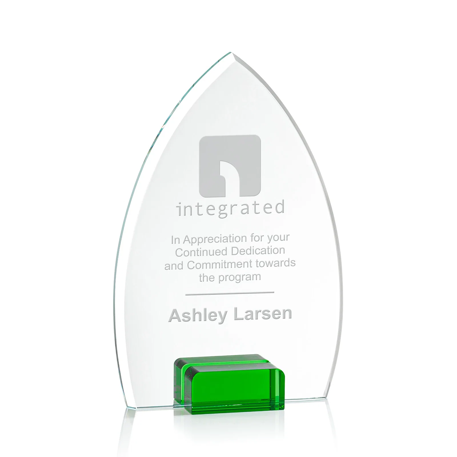 Custom Starfire Crystal Award With Curved Peak Between Color Blocks, awards for dealer and partner awards