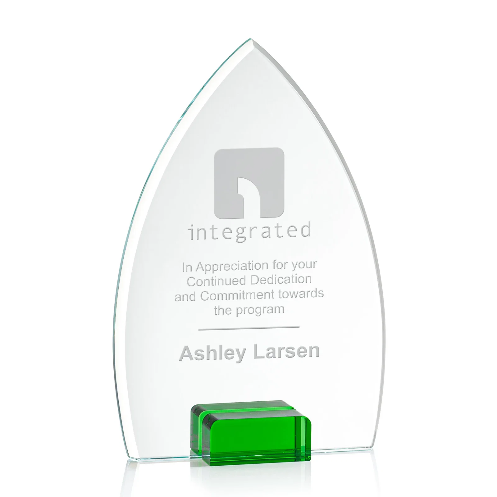 Custom Starfire Crystal Award With Curved Peak Between Color Blocks, awards for company anniversary events