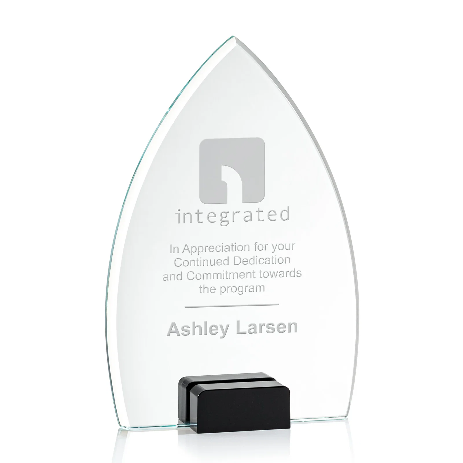 Personalized Starfire Crystal Award With Curved Peak Between Color Blocks, awards for sales achievement awards