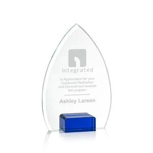 Starfire Crystal Award With Curved Peak Between Color Blocks
