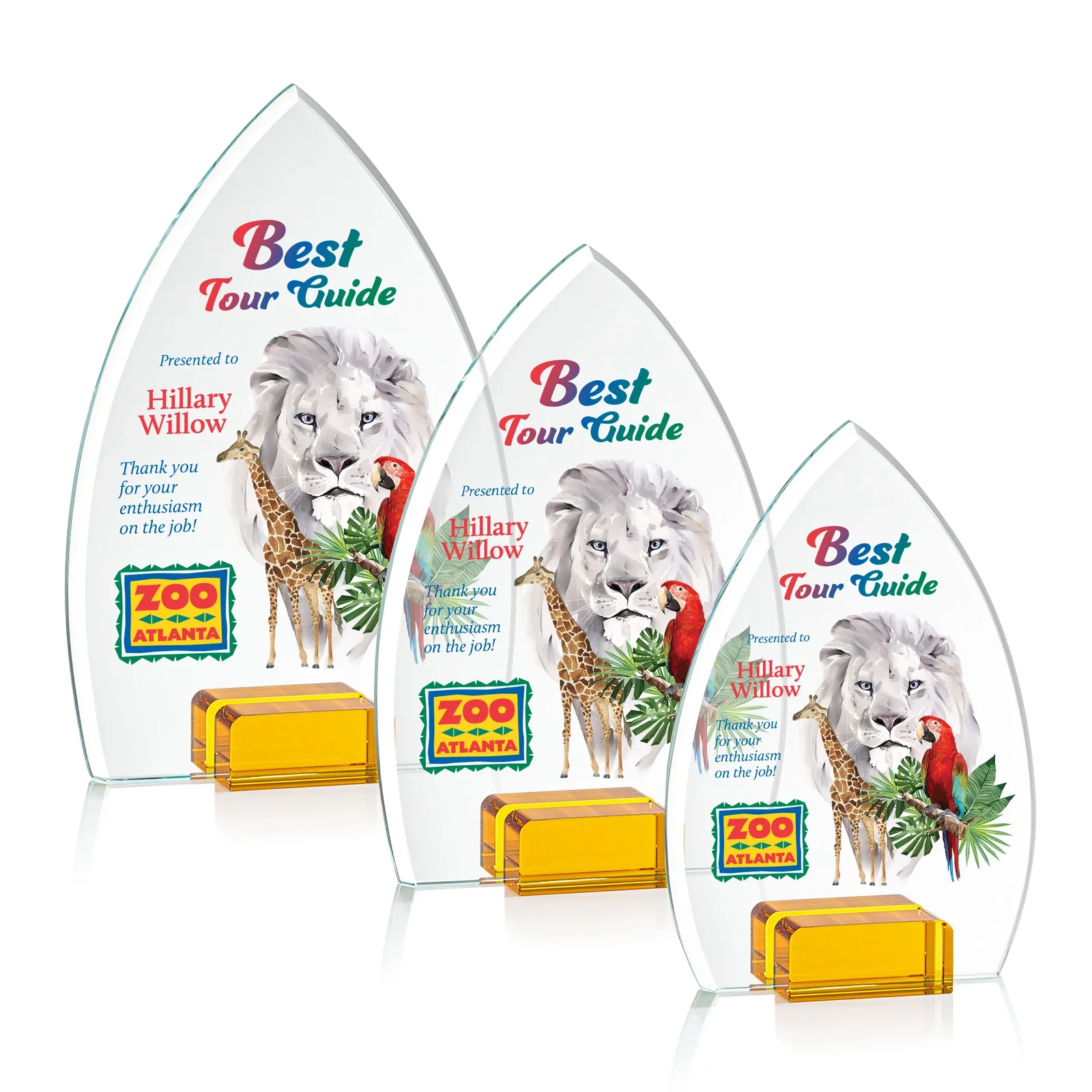 Personalized Starfire Crystal Award With Curved Peak Between Color Blocks, awards for safety achievement programs