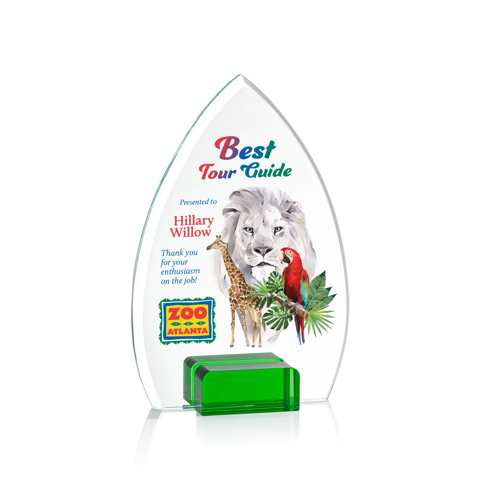 Promotional Starfire Crystal Award With Curved Peak Between Color Blocks, awards for corporate award ceremonies
