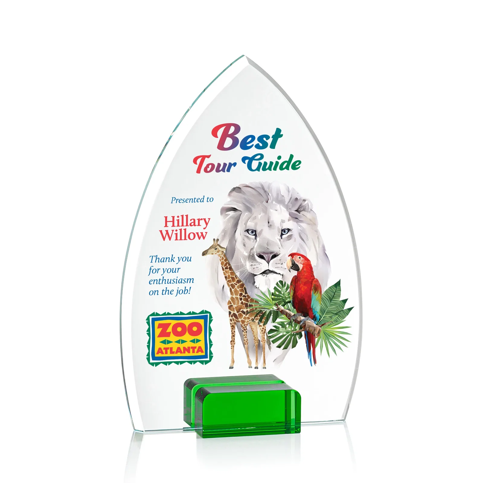 Promotional Starfire Crystal Award With Curved Peak Between Color Blocks, awards for service anniversary gifts
