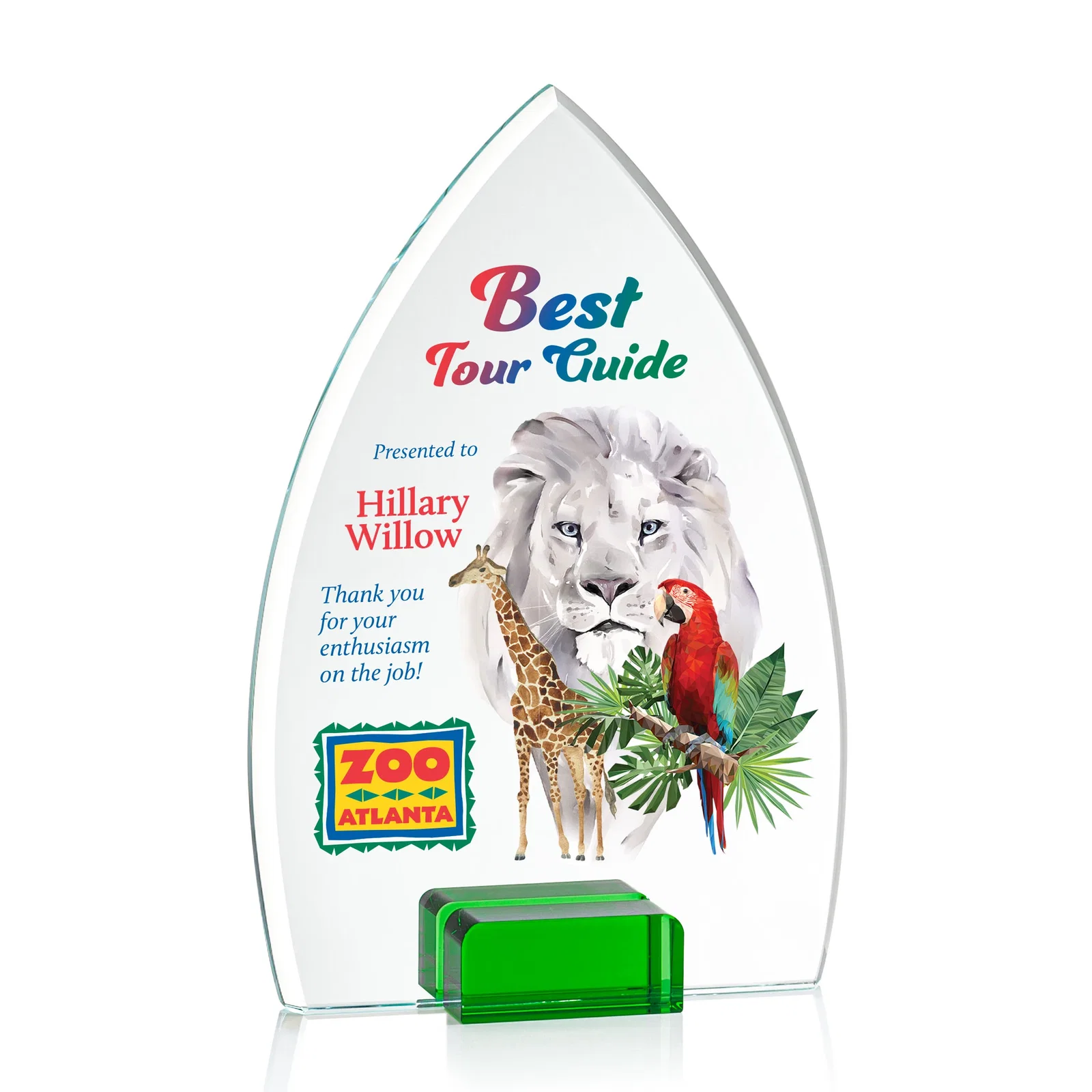 Promotional Starfire Crystal Award With Curved Peak Between Color Blocks, awards for sales achievement awards