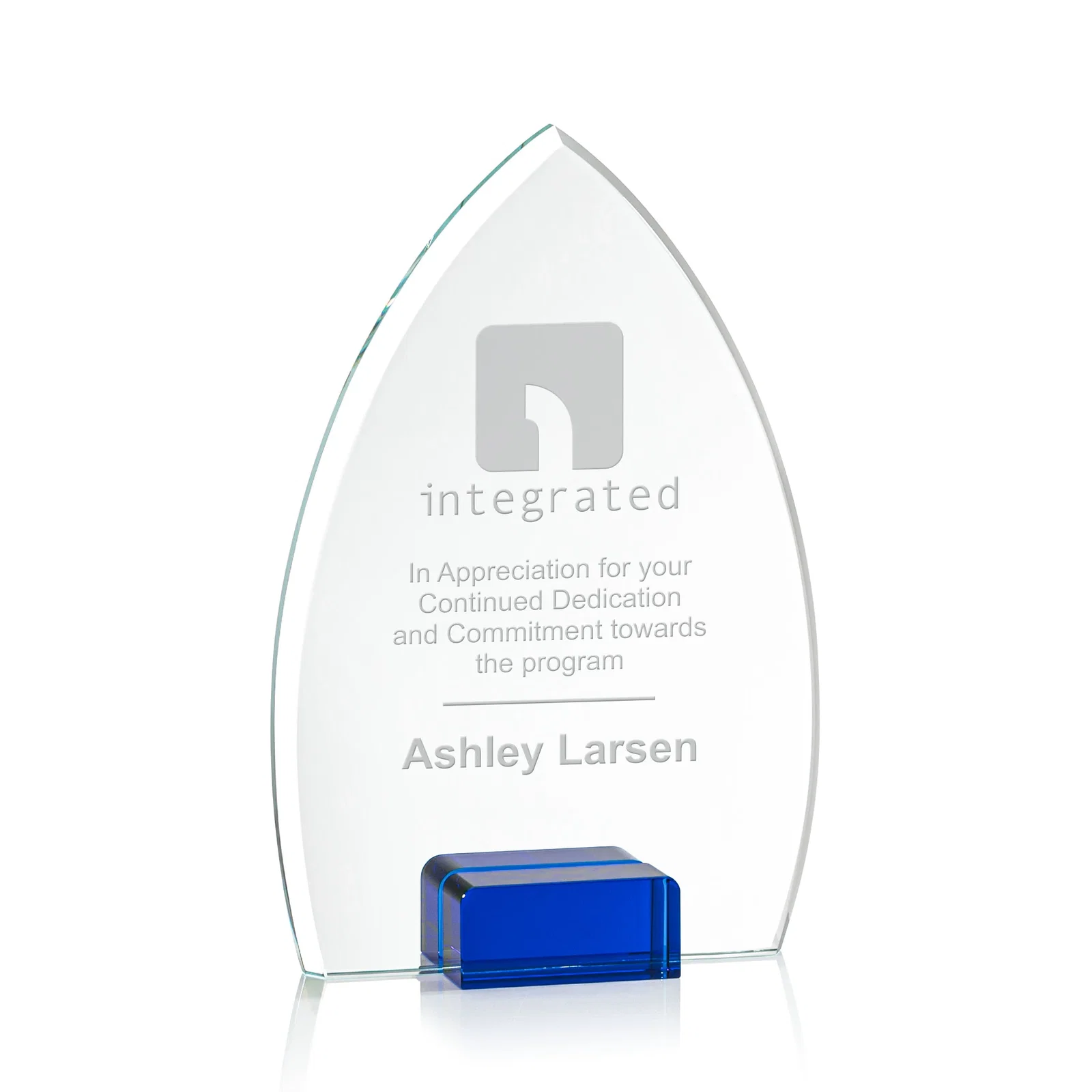 Custom Starfire Crystal Award With Curved Peak Between Color Blocks, awards for service anniversary gifts