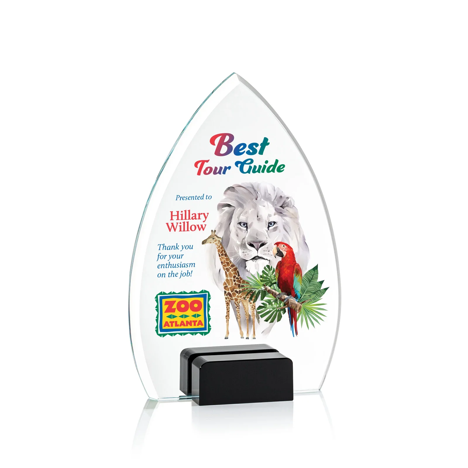 Promotional Starfire Crystal Award With Curved Peak Between Color Blocks, awards for team milestone celebrations