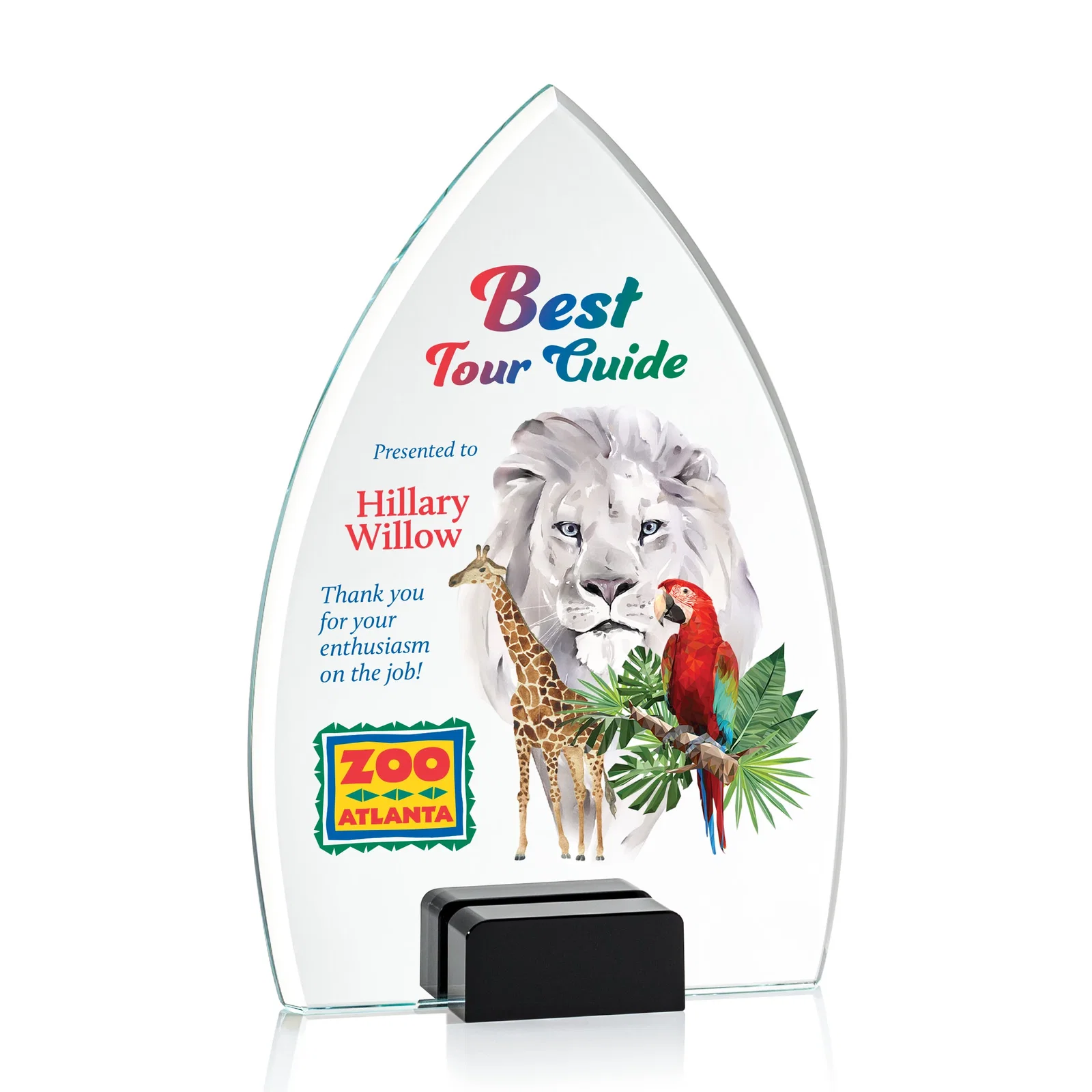 Promotional Starfire Crystal Award With Curved Peak Between Color Blocks, awards for graduation ceremonies