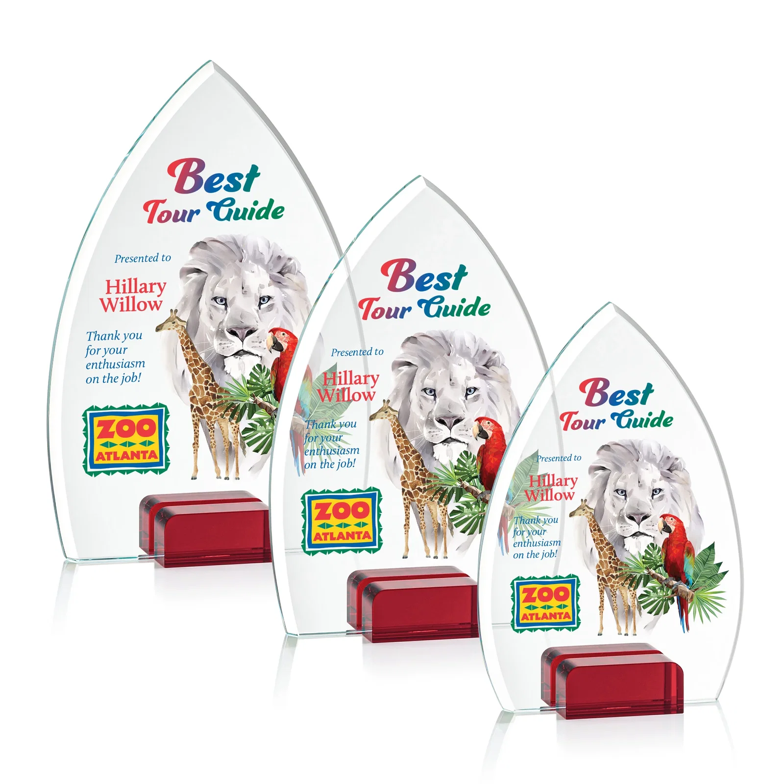 Branded Starfire Crystal Award With Curved Peak Between Color Blocks, awards for employee recognition