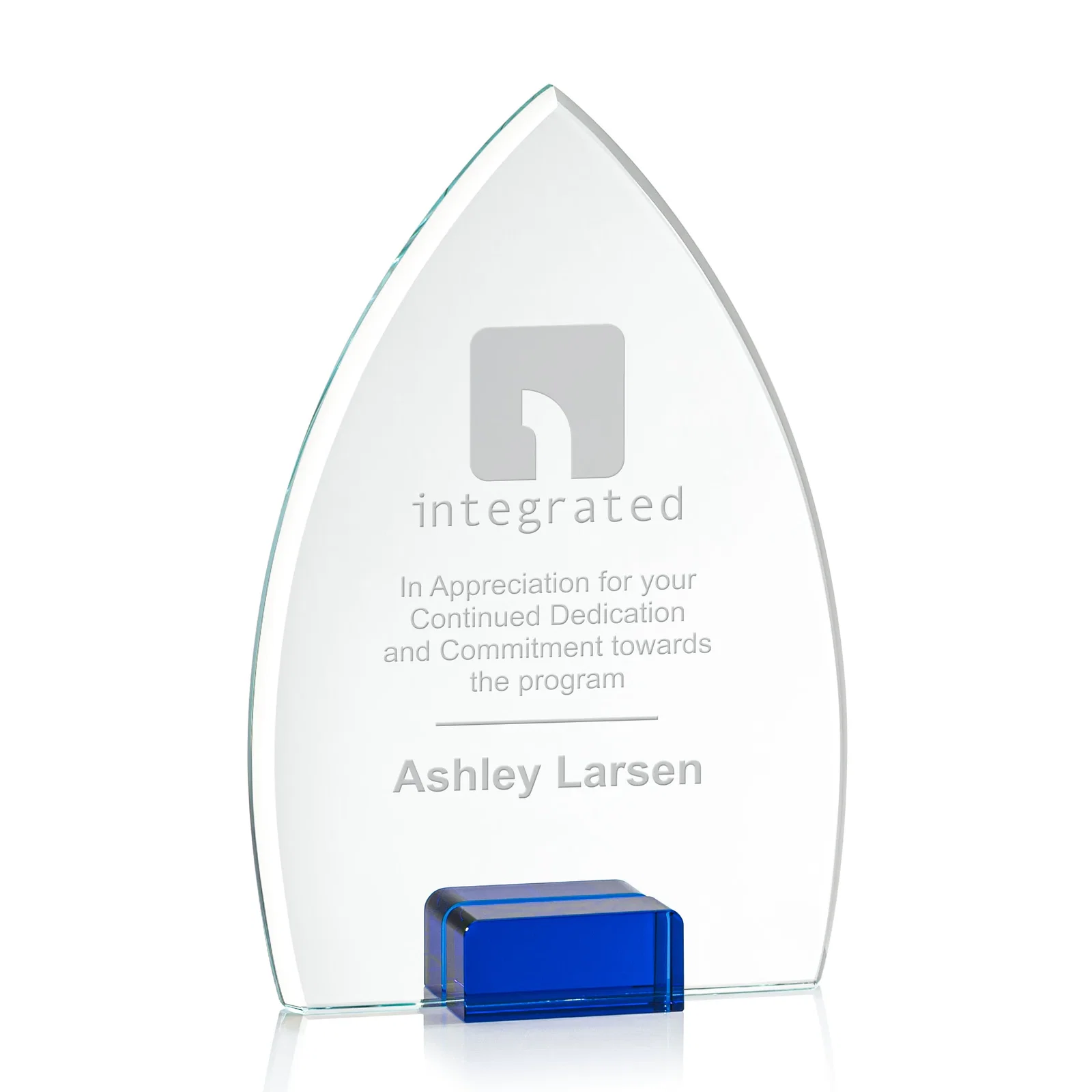 Custom Starfire Crystal Award With Curved Peak Between Color Blocks, awards for sales achievement awards