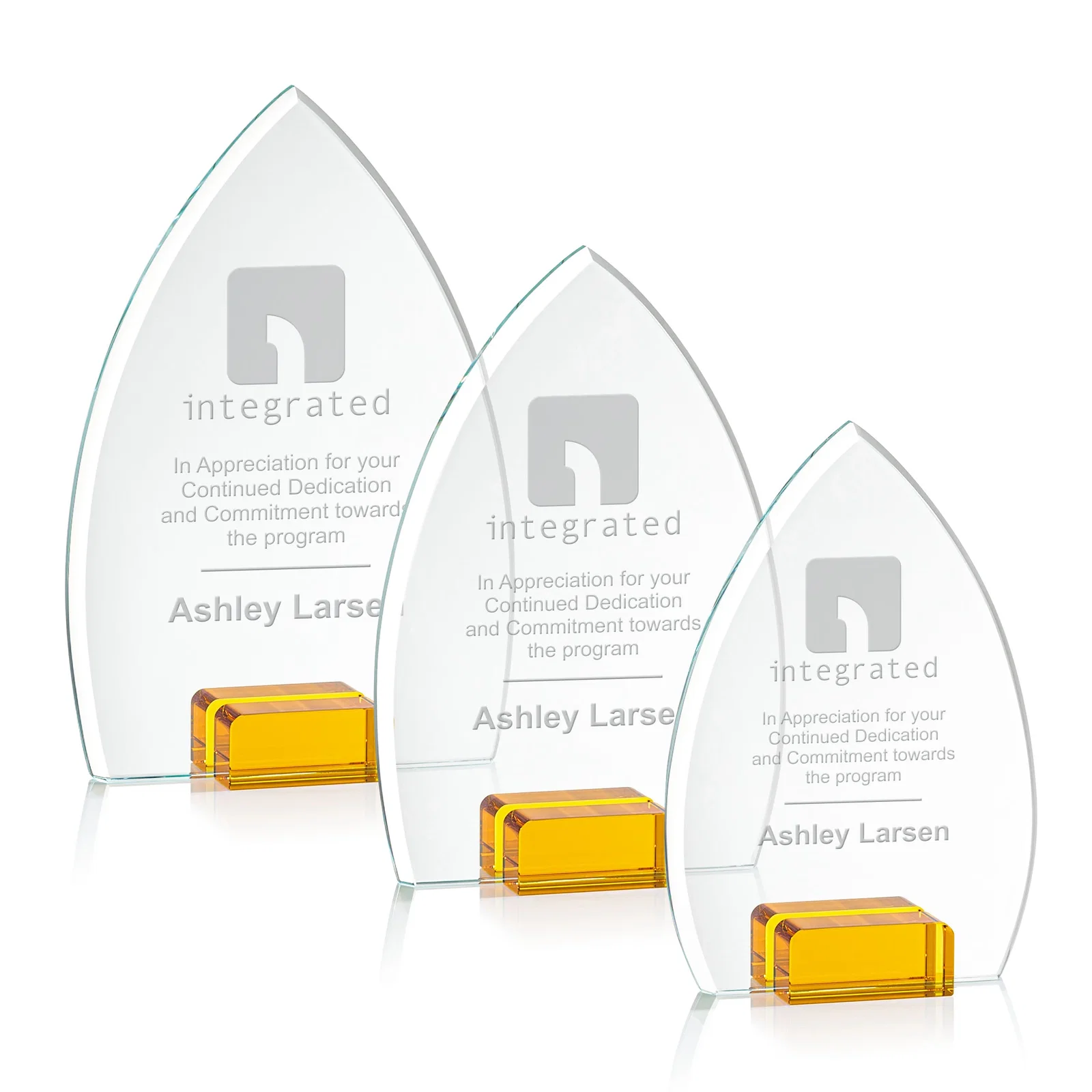 Custom Starfire Crystal Award With Curved Peak Between Color Blocks, awards for retirement presentations