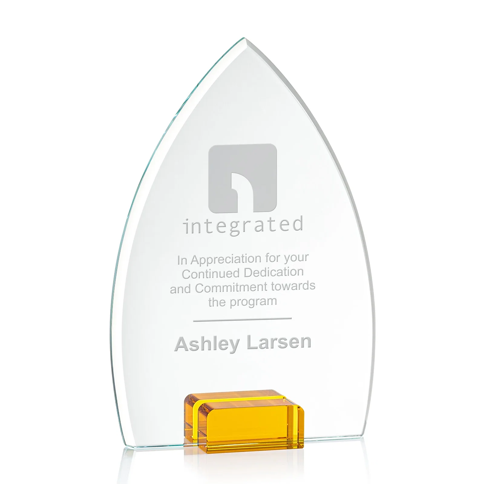 Custom Starfire Crystal Award With Curved Peak Between Color Blocks, awards for graduation ceremonies