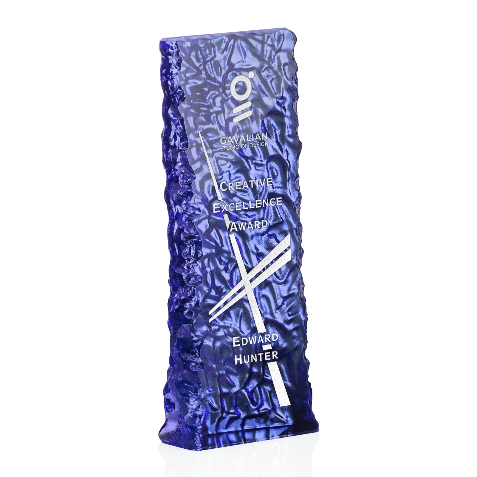 Azure Iceberg Award with Textured Back and Smooth Etch Face — view 3