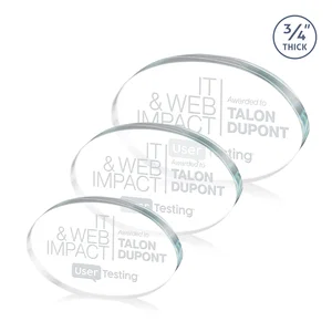 Starfire Crystal Oval Award in Five Colors, 0.75in Thick
