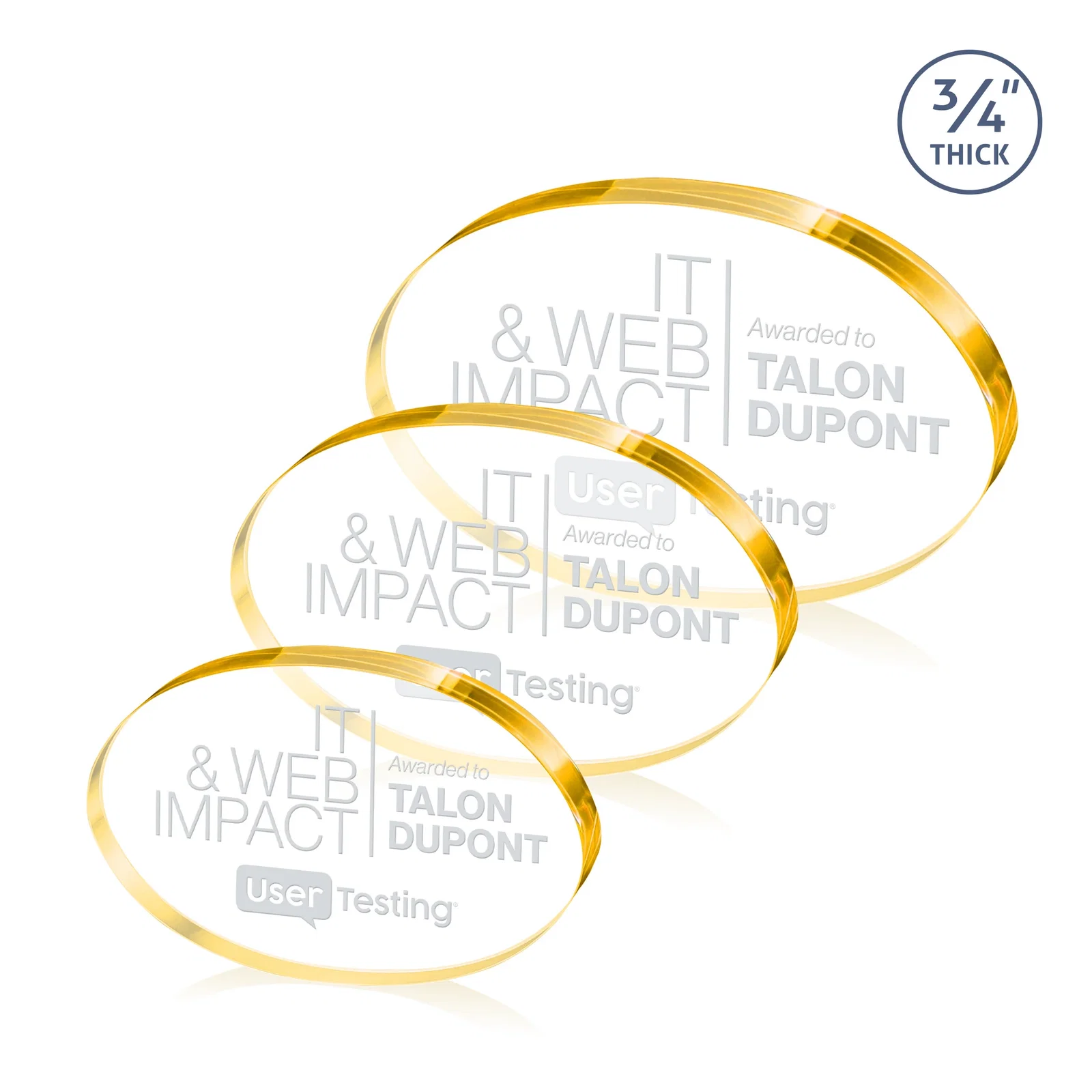 Custom Starfire Crystal Oval Award in Five Colors, 0.75in Thick, desk awards for dealer and partner awards
