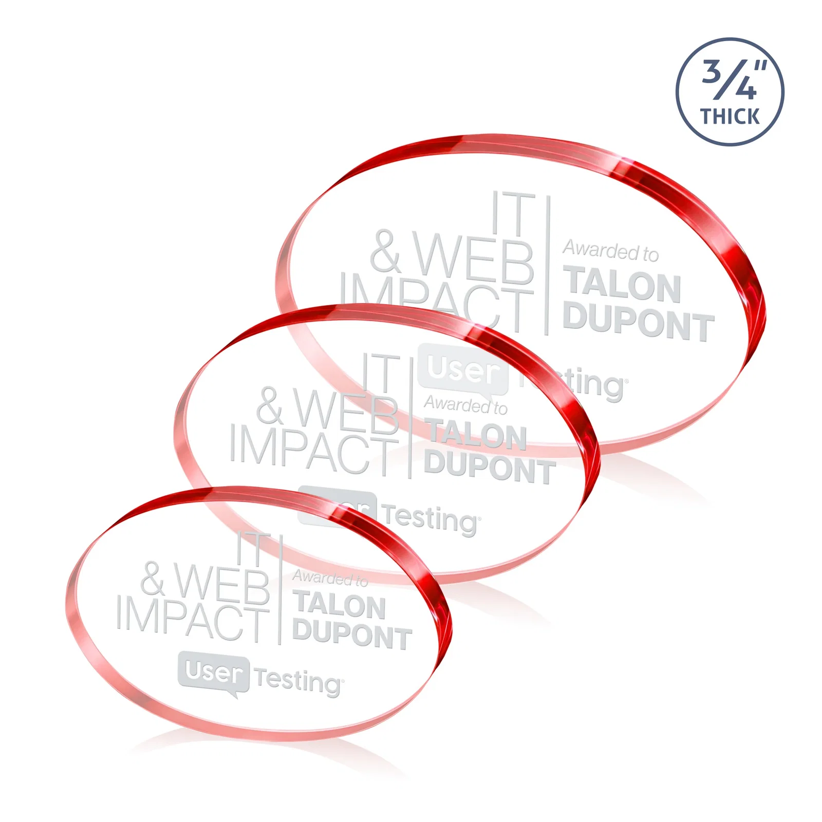 Promotional Starfire Crystal Oval Award in Five Colors, 0.75in Thick, desk awards for corporate award ceremonies
