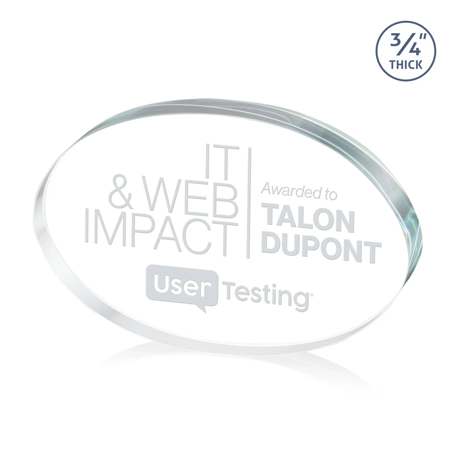 Custom Starfire Crystal Oval Award in Five Colors, 0.75in Thick, desk awards for service anniversary gifts