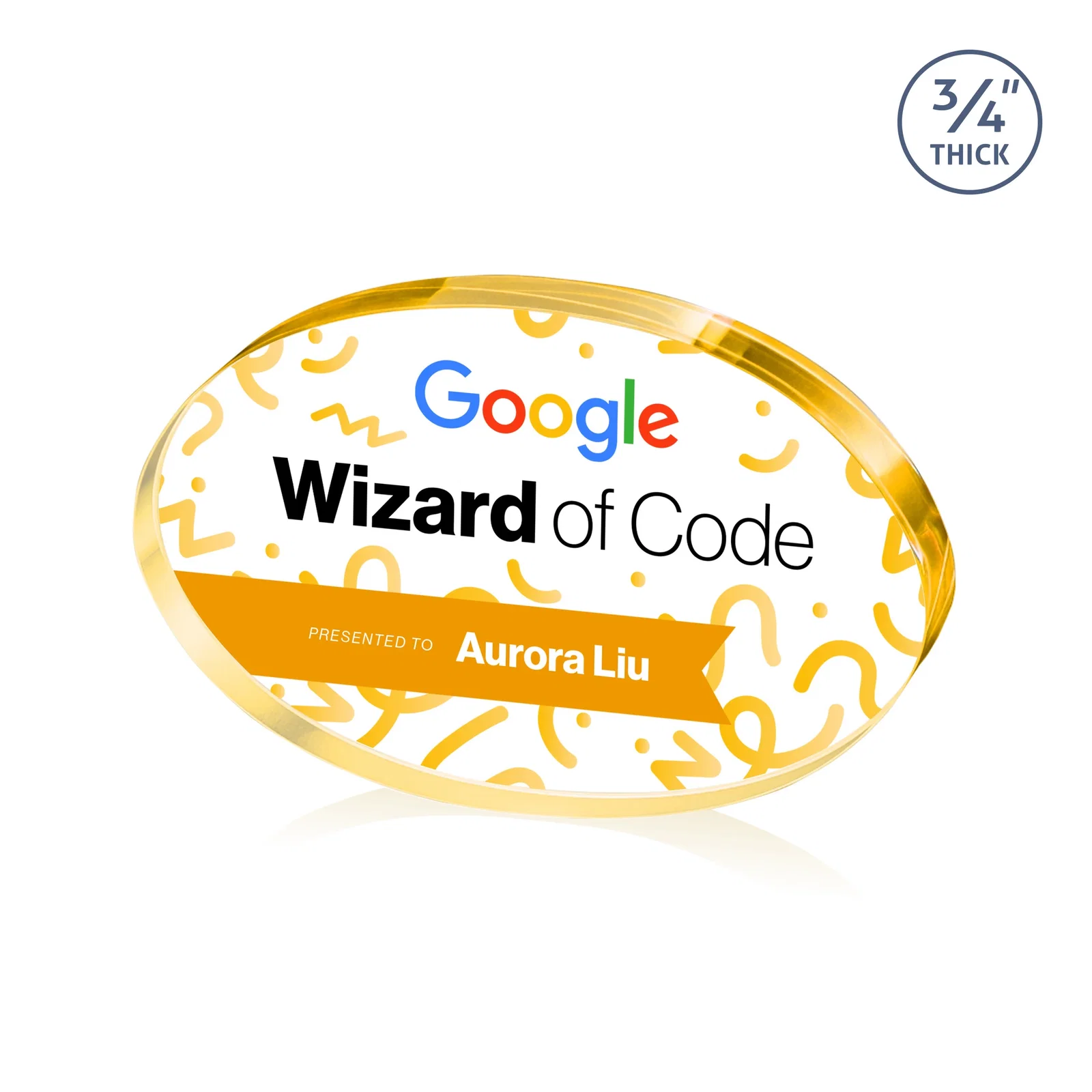 Promotional Starfire Crystal Oval Award in Five Colors, 0.75in Thick, desk awards for graduation ceremonies