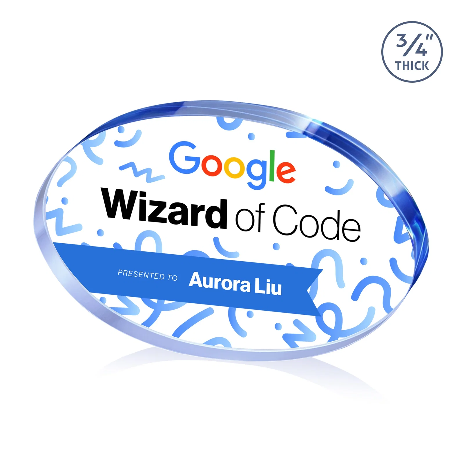 Branded Starfire Crystal Oval Award in Five Colors, 0.75in Thick, desk awards for graduation ceremonies