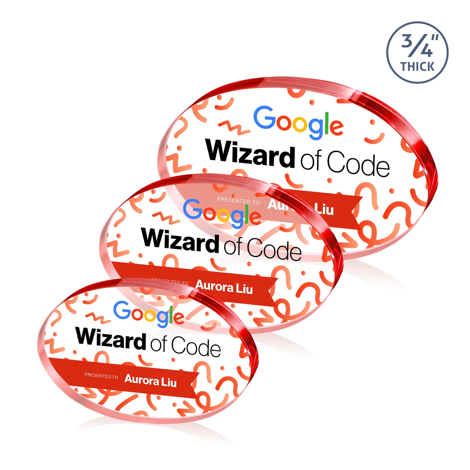 Branded Starfire Crystal Oval Award in Five Colors, 0.75in Thick, desk awards for volunteer appreciation