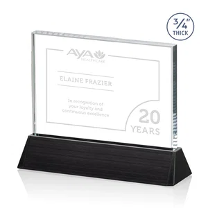 Starfire Crystal Rectangle Award Sloping Into a Black Base