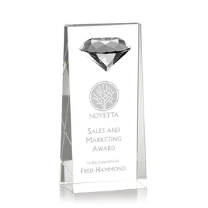 Optical Crystal Tower Award with Faceted Gemstone Top