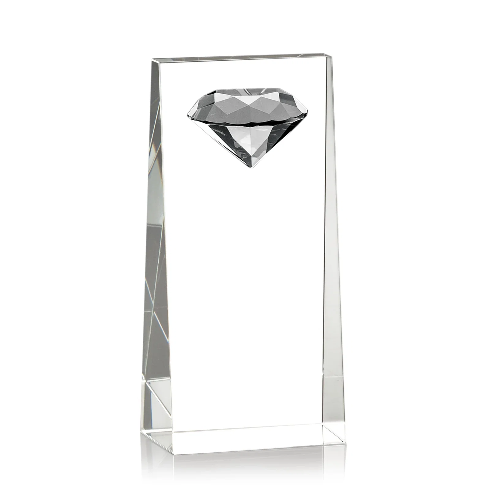 Promotional Optical Crystal Tower Award with Faceted Gemstone Top for corporate award ceremonies