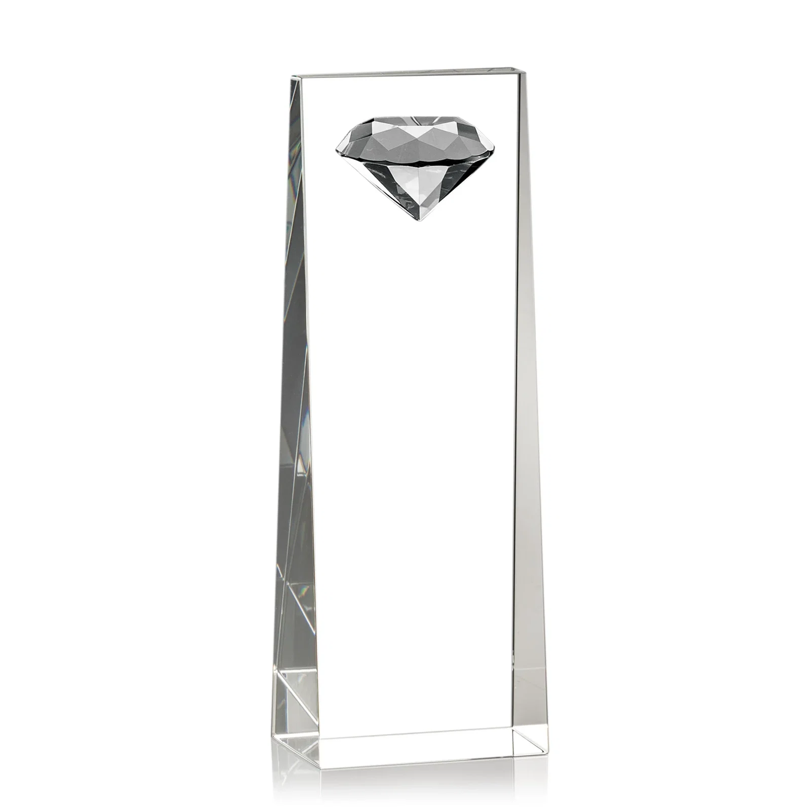 Promotional Optical Crystal Tower Award with Faceted Gemstone Top for service anniversary gifts
