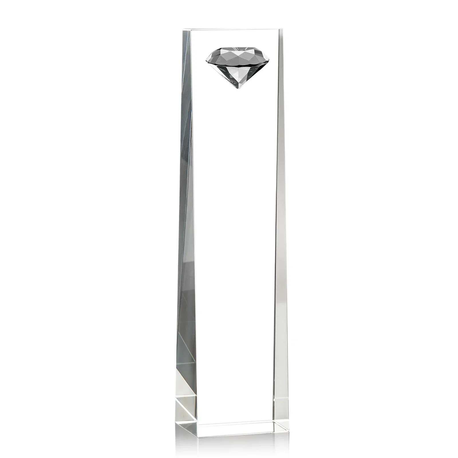 Promotional Optical Crystal Tower Award with Faceted Gemstone Top for retirement presentations