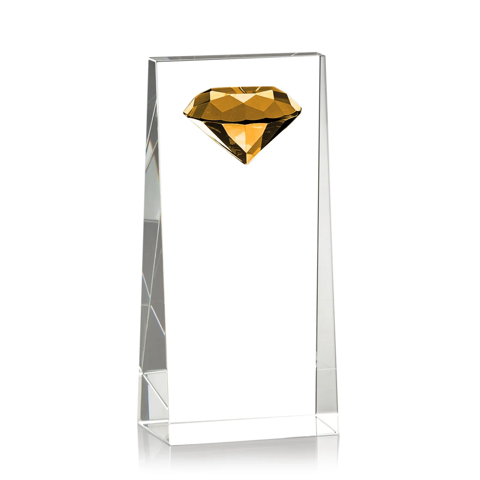 Promotional Optical Crystal Tower Award with Faceted Gemstone Top for team milestone celebrations