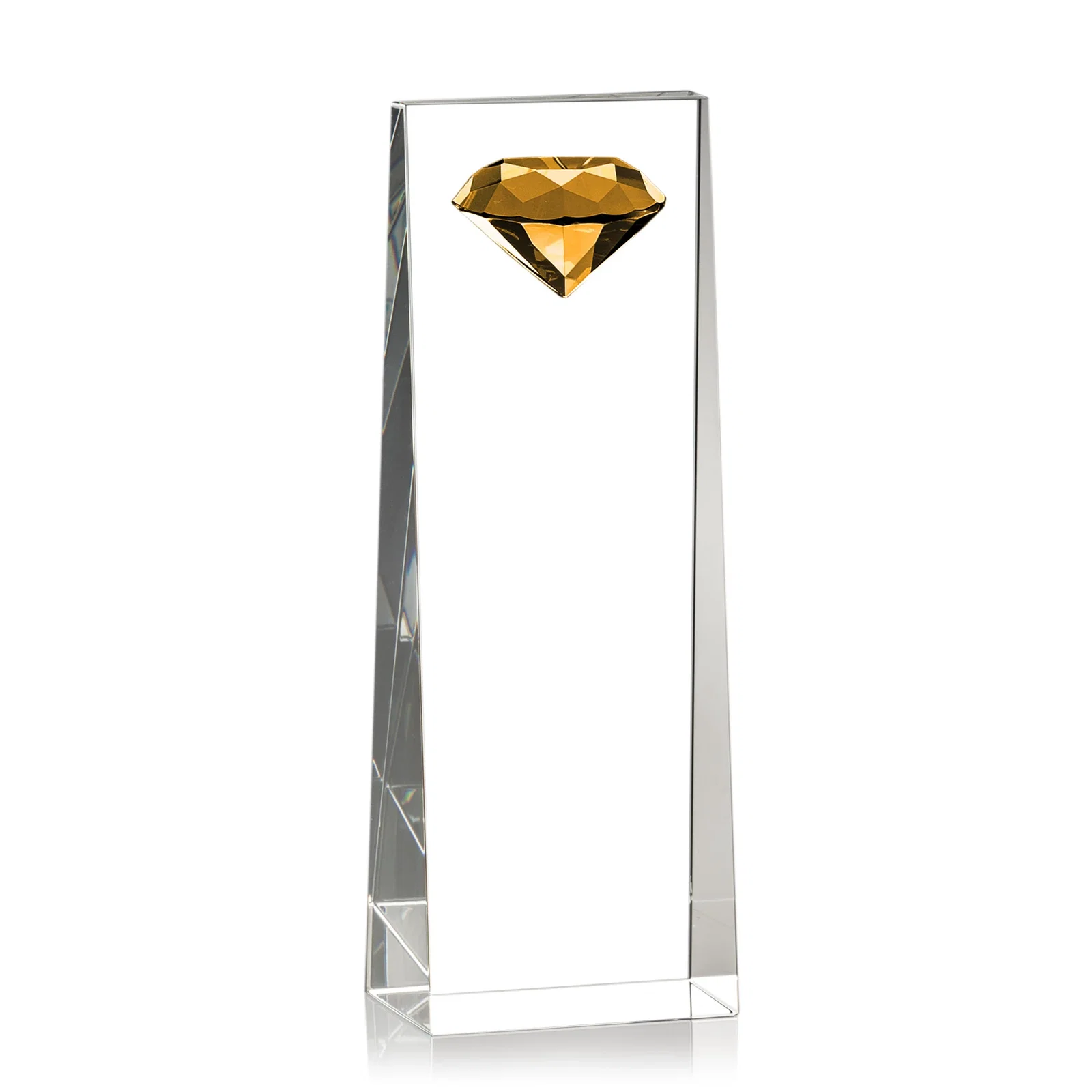 Promotional Optical Crystal Tower Award with Faceted Gemstone Top for donor appreciation