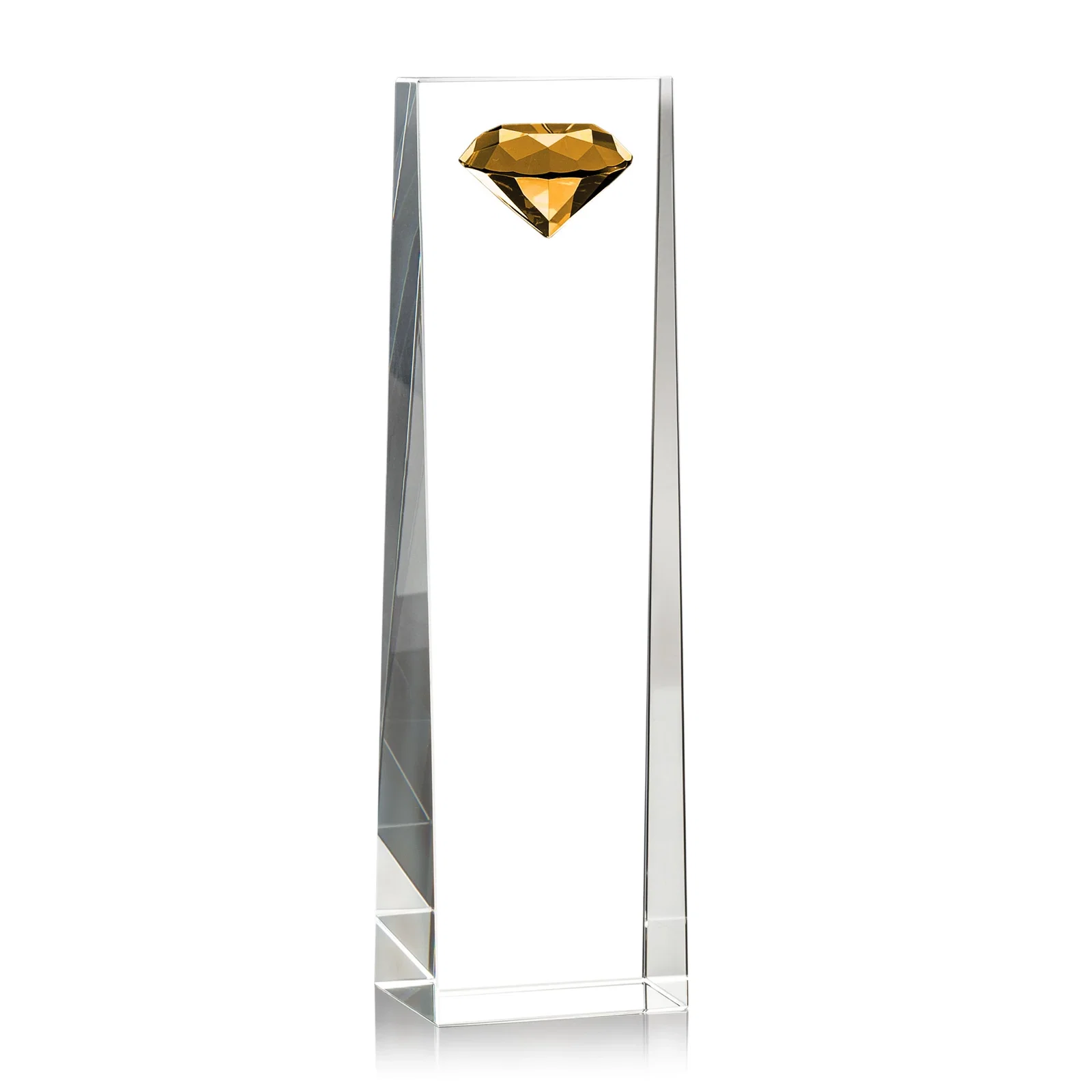Promotional Optical Crystal Tower Award with Faceted Gemstone Top for graduation ceremonies