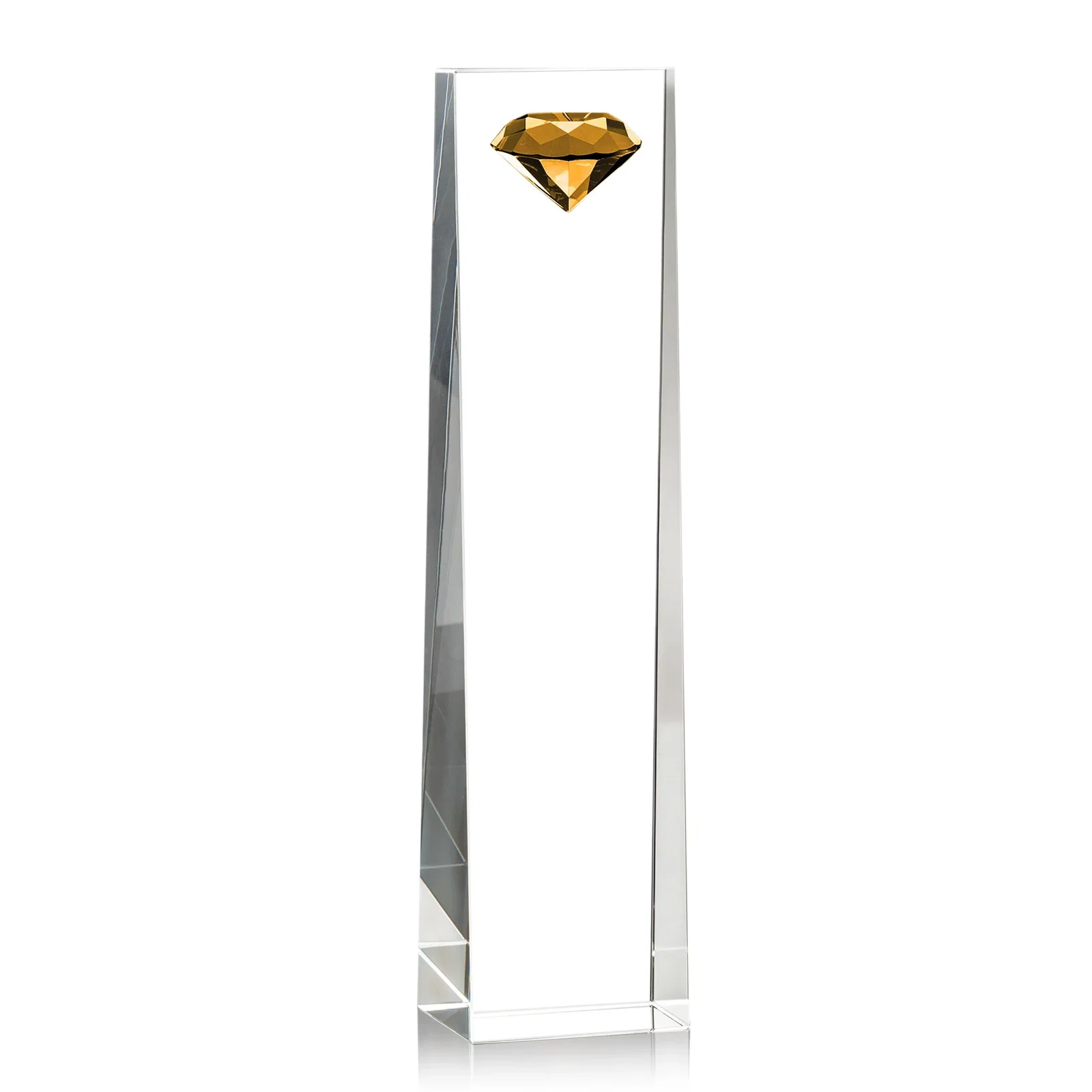 Promotional Optical Crystal Tower Award with Faceted Gemstone Top for safety achievement programs