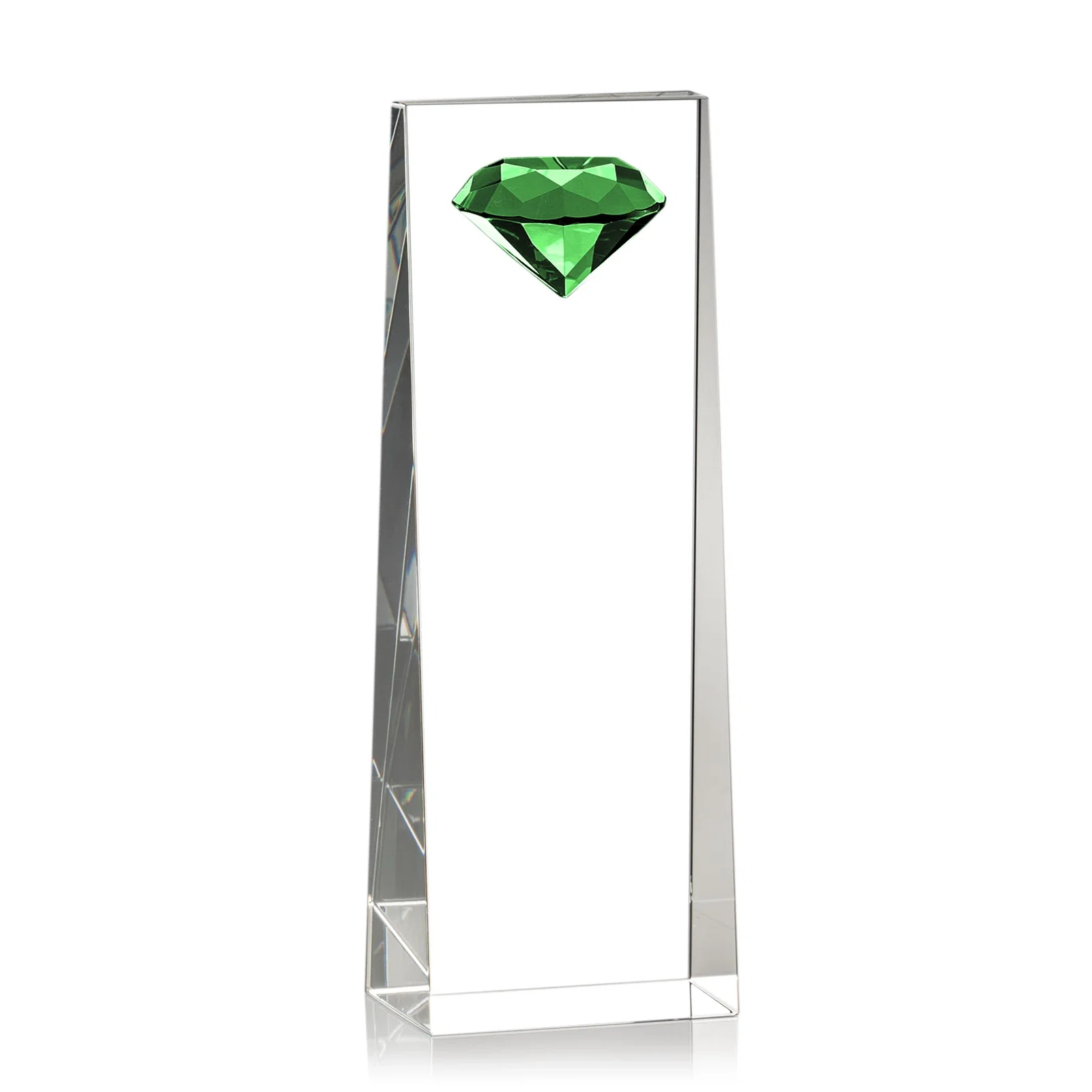 Promotional Optical Crystal Tower Award with Faceted Gemstone Top for dealer and partner awards