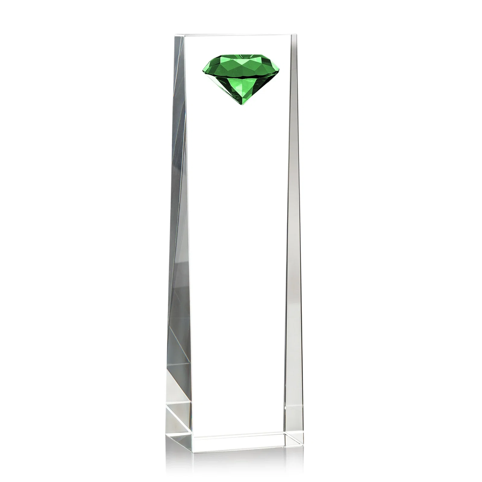 Promotional Optical Crystal Tower Award with Faceted Gemstone Top for company anniversary events