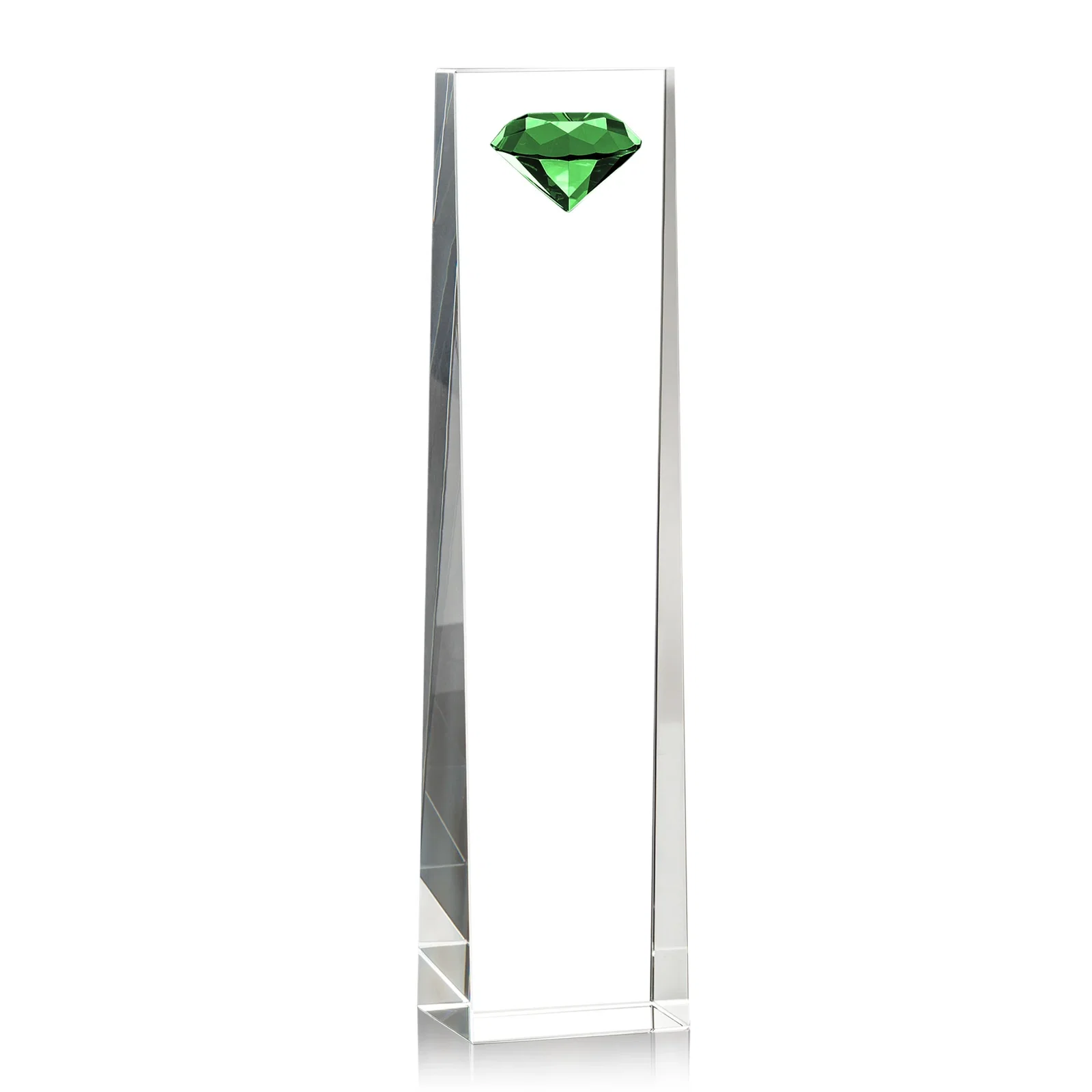 Branded Optical Crystal Tower Award with Faceted Gemstone Top for employee recognition