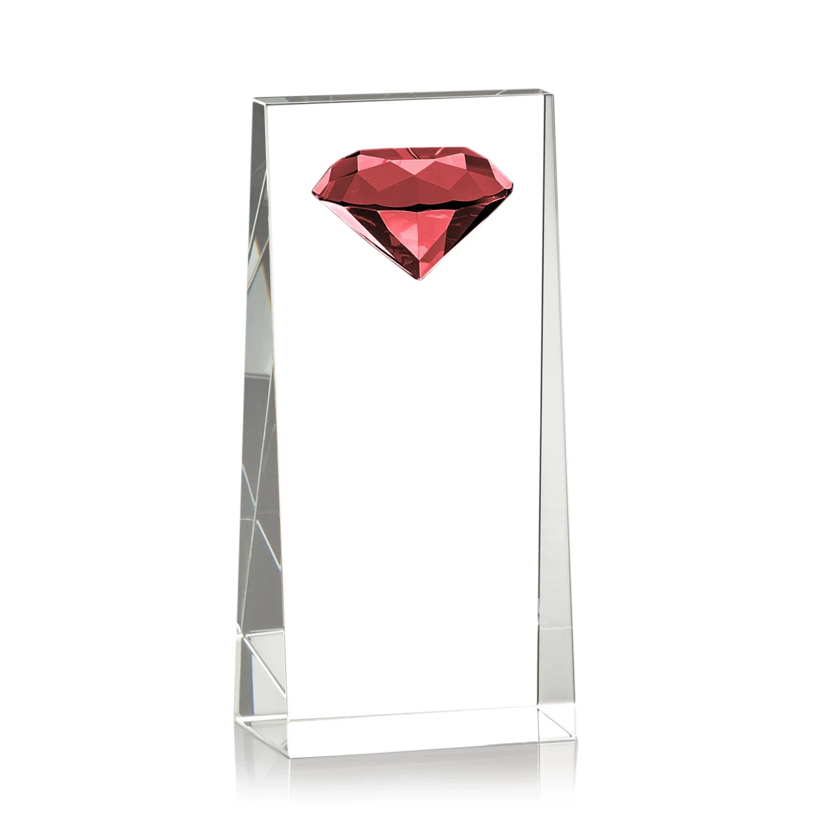 Branded Optical Crystal Tower Award with Faceted Gemstone Top for corporate award ceremonies