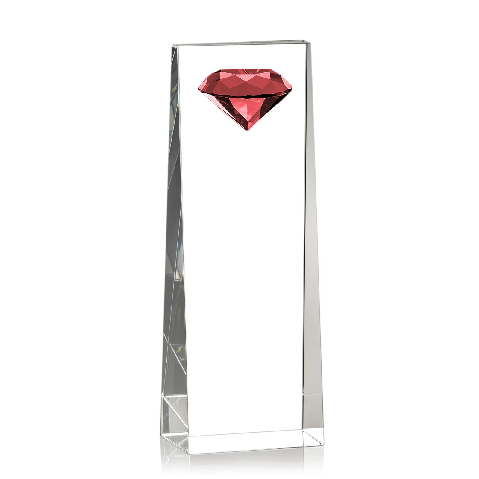 Branded Optical Crystal Tower Award with Faceted Gemstone Top for service anniversary gifts