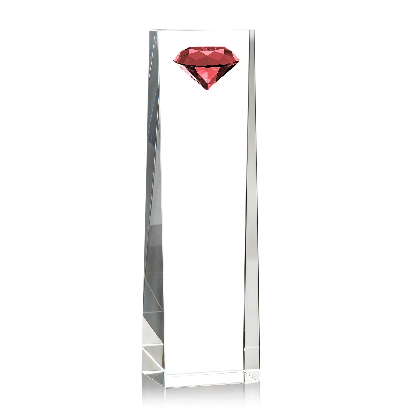 Branded Optical Crystal Tower Award with Faceted Gemstone Top for sales achievement awards