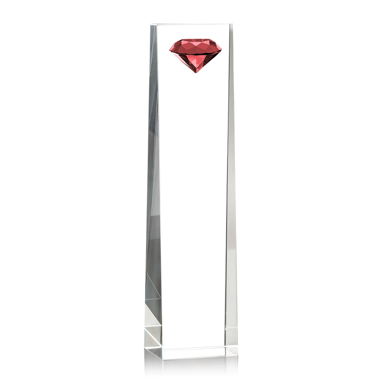 Branded Optical Crystal Tower Award with Faceted Gemstone Top for retirement presentations