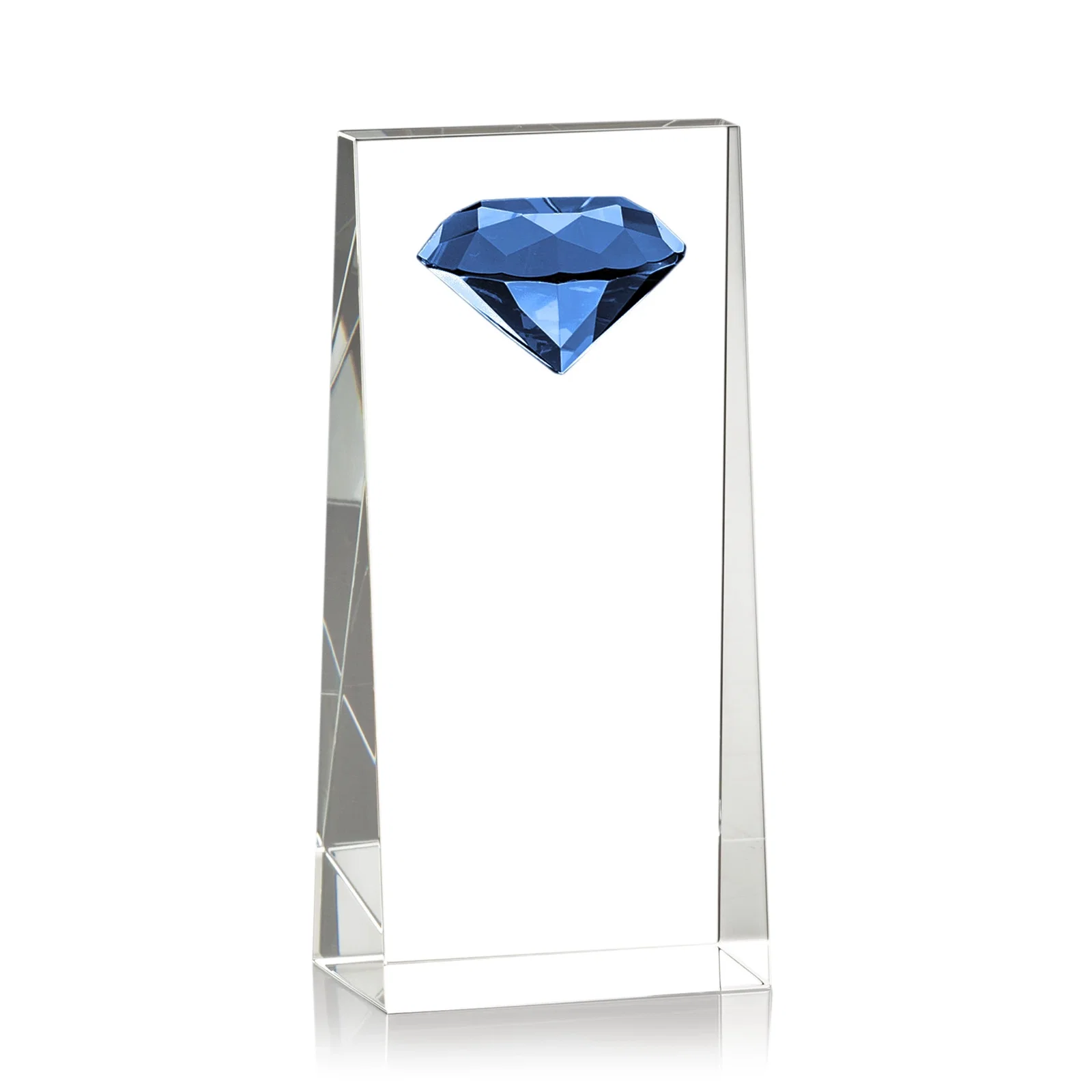 Branded Optical Crystal Tower Award with Faceted Gemstone Top for team milestone celebrations