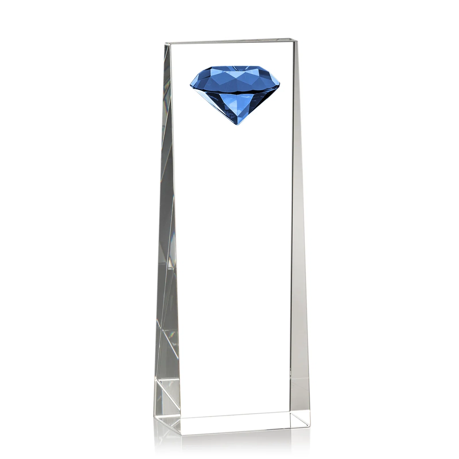 Branded Optical Crystal Tower Award with Faceted Gemstone Top for donor appreciation