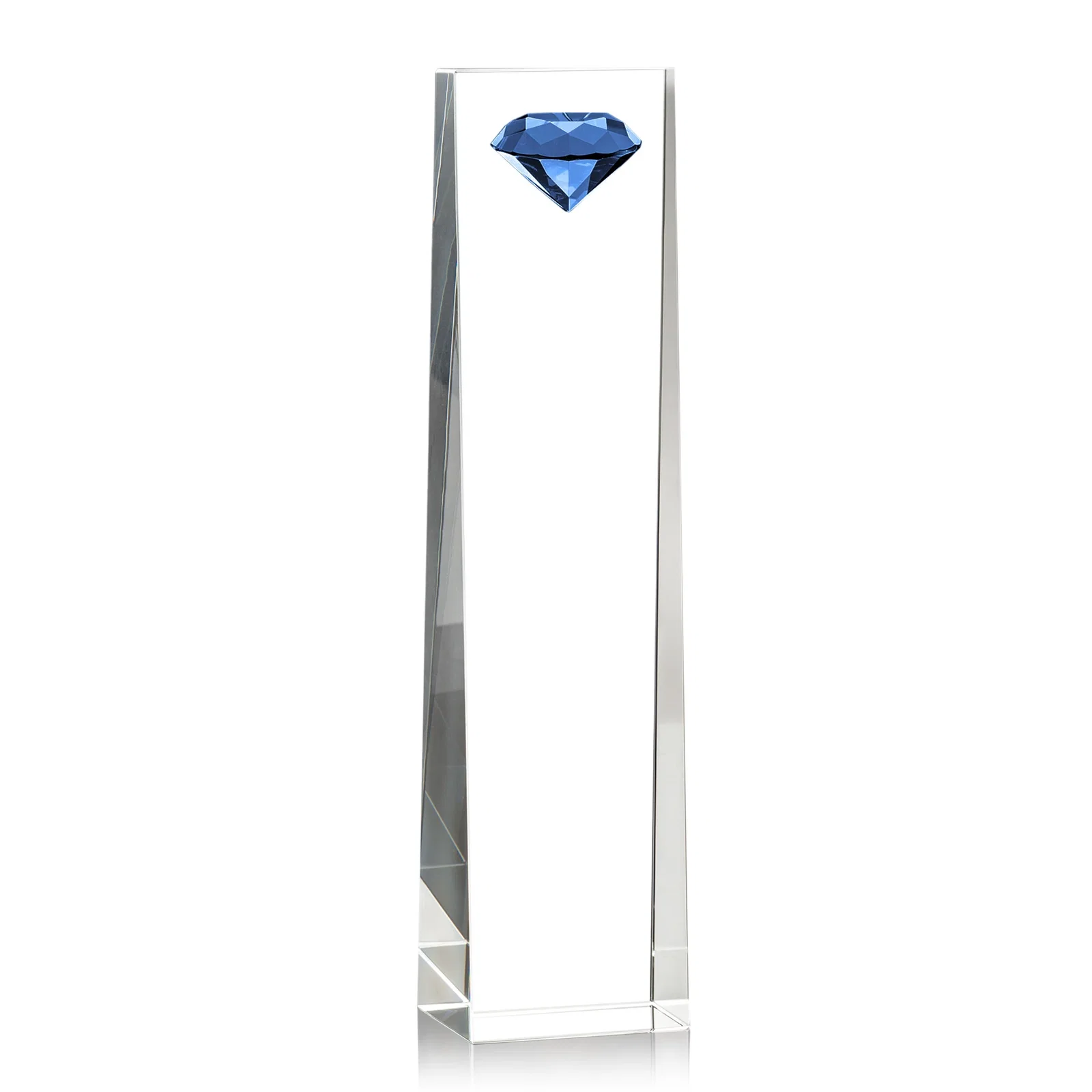 Branded Optical Crystal Tower Award with Faceted Gemstone Top for safety achievement programs