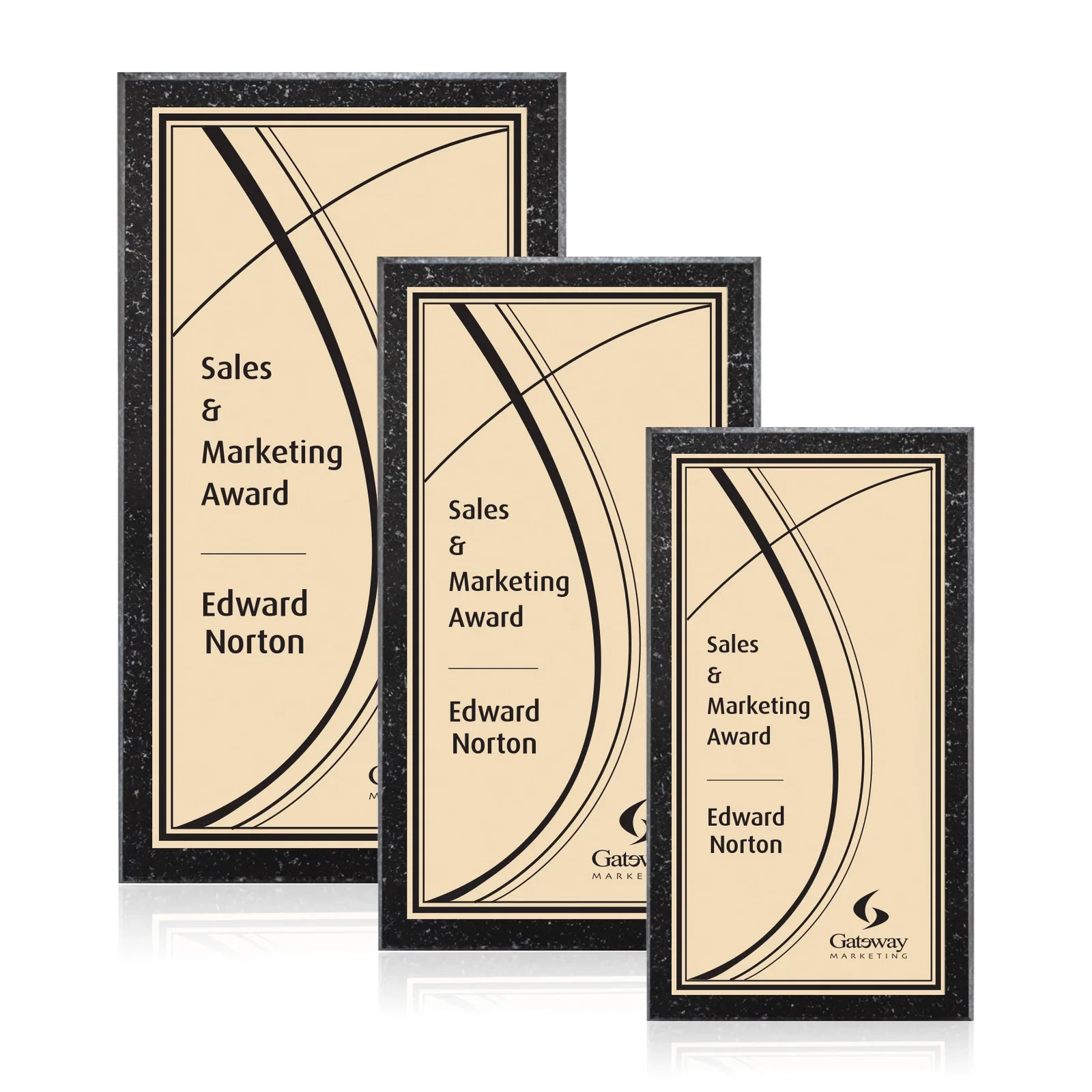 Custom Genuine Granite Wall Plaque With Gold-Toned Plate, marble for employee recognition