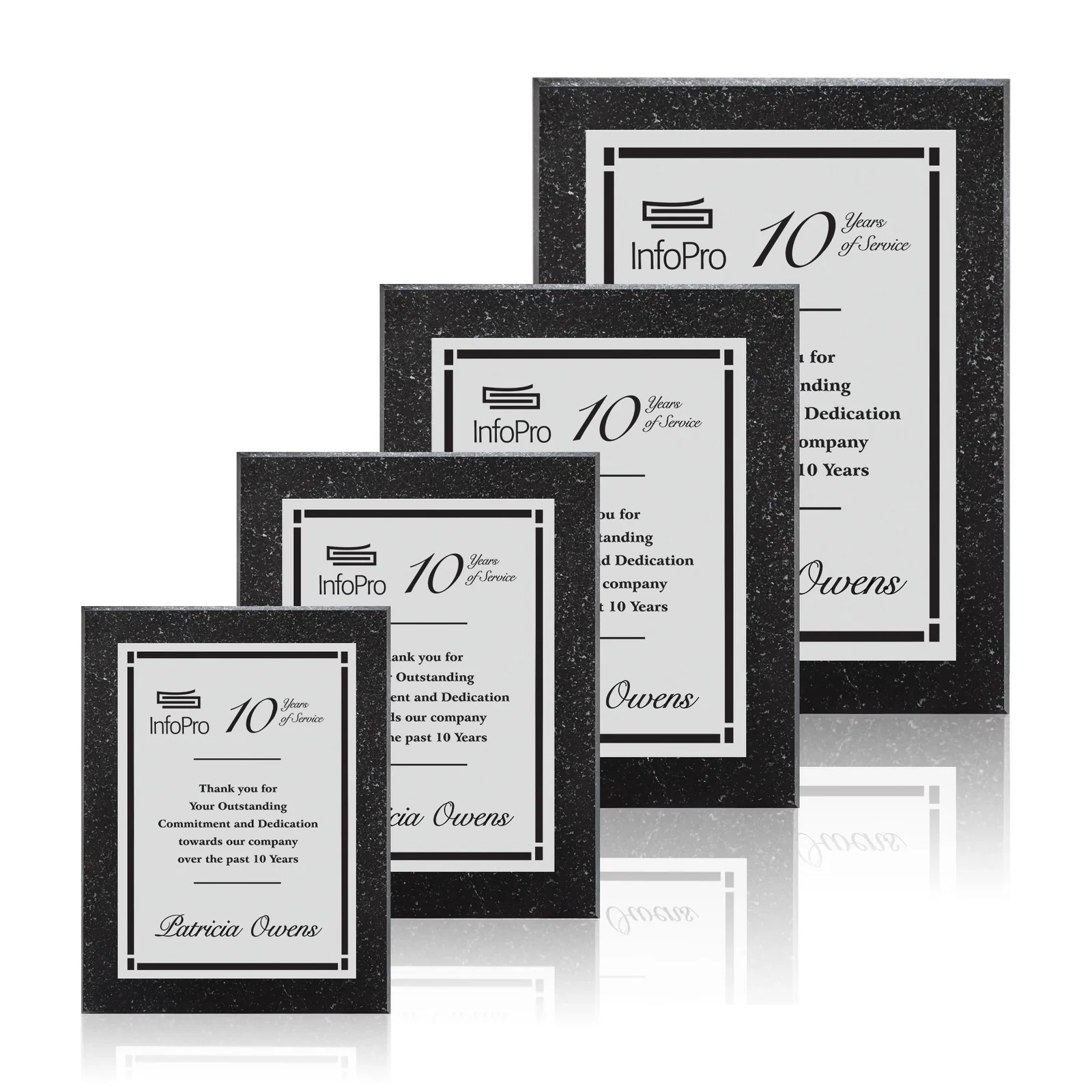 Custom Granite Wall Plaque with a Laser-Engraved Metal Plate, marble for employee recognition