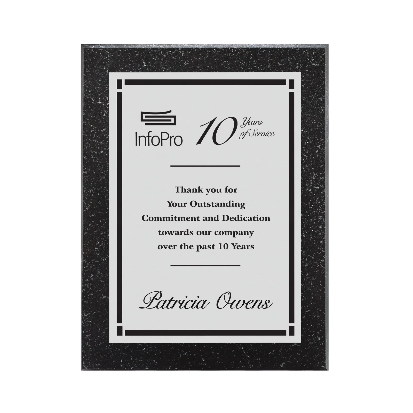 Custom Granite Wall Plaque with a Laser-Engraved Metal Plate, marble for corporate award ceremonies