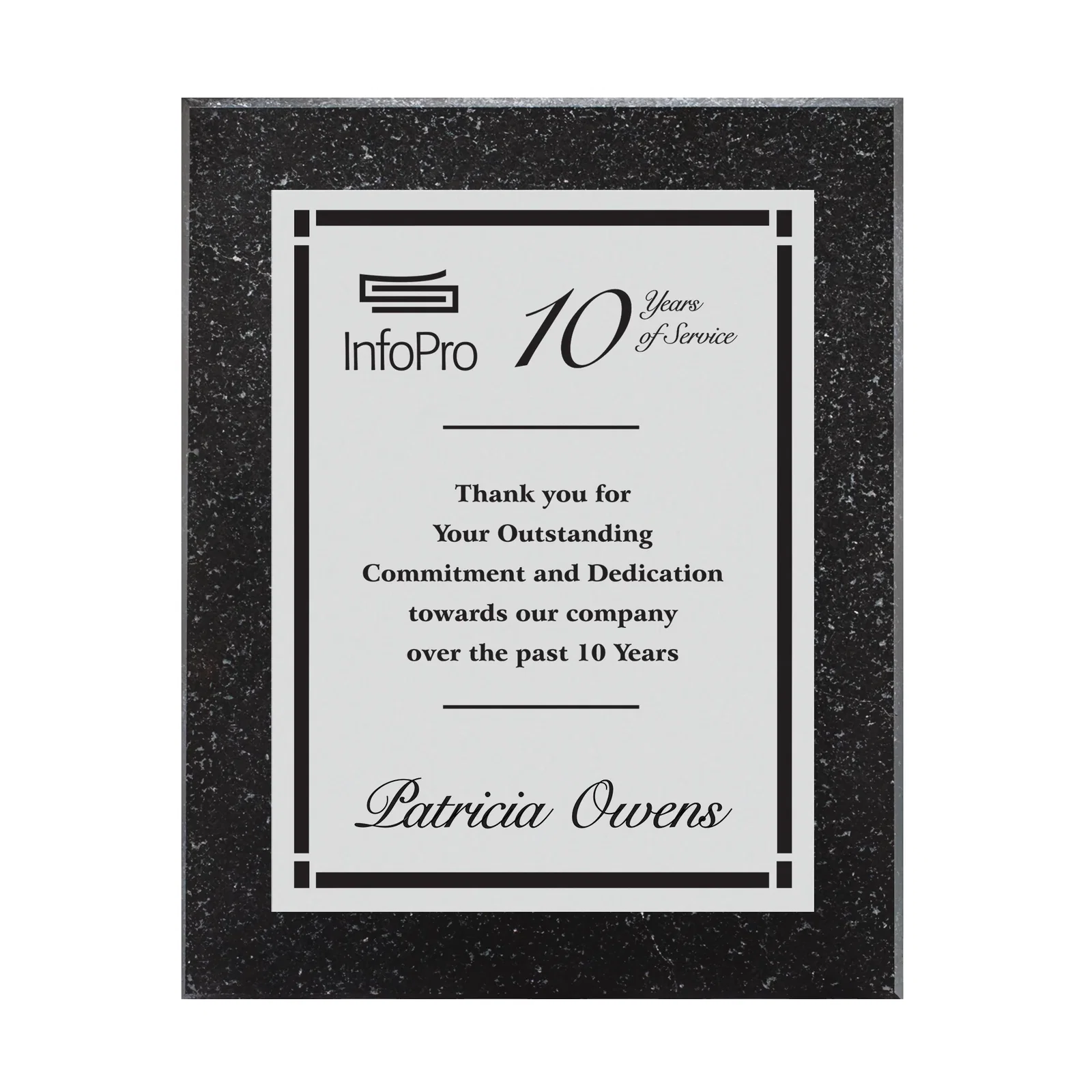 Custom Granite Wall Plaque with a Laser-Engraved Metal Plate, marble for sales achievement awards