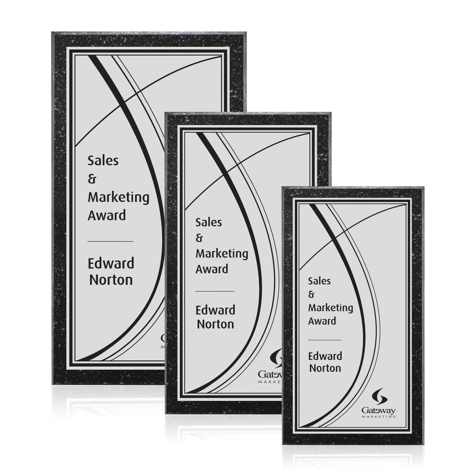 Custom Genuine Granite Wall Plaque With Silver-Toned Plate, marble for employee recognition