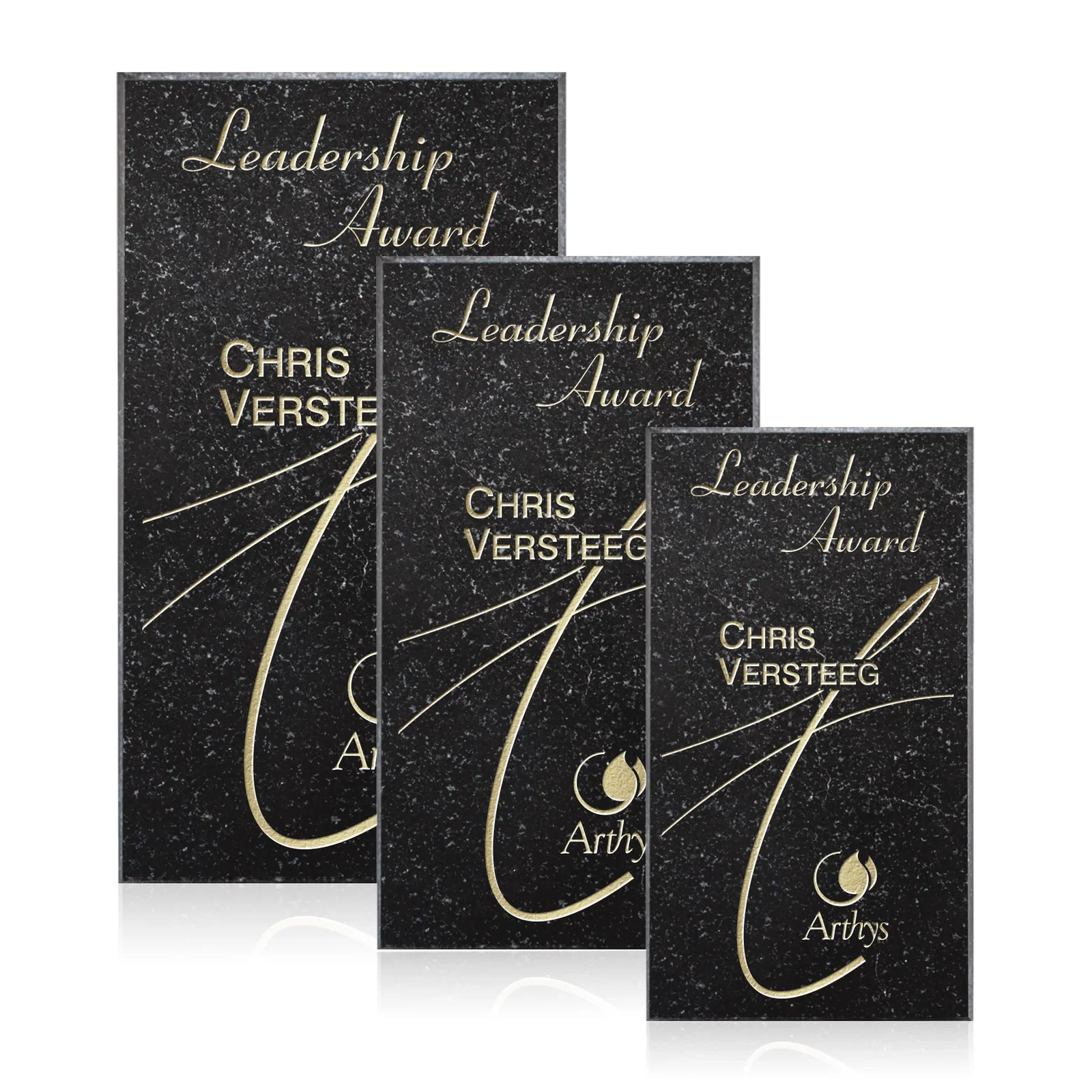 Custom Tall narrow genuine granite wall plaque, marble for employee recognition